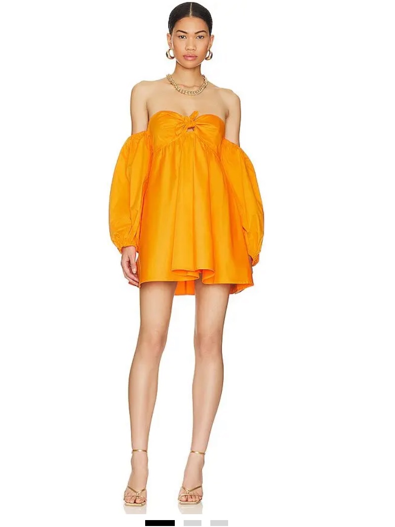 Nwt For Love & Lemons Saint Lucia Mini Dress In Orange Size Xl